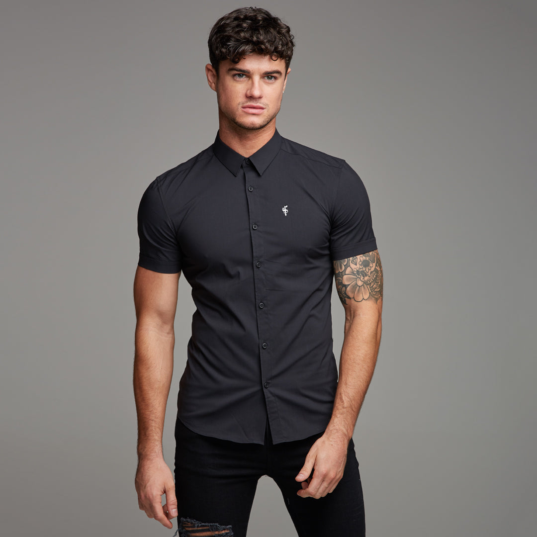 Super Slim Stretch Classic Black Short Sleeve - FS127