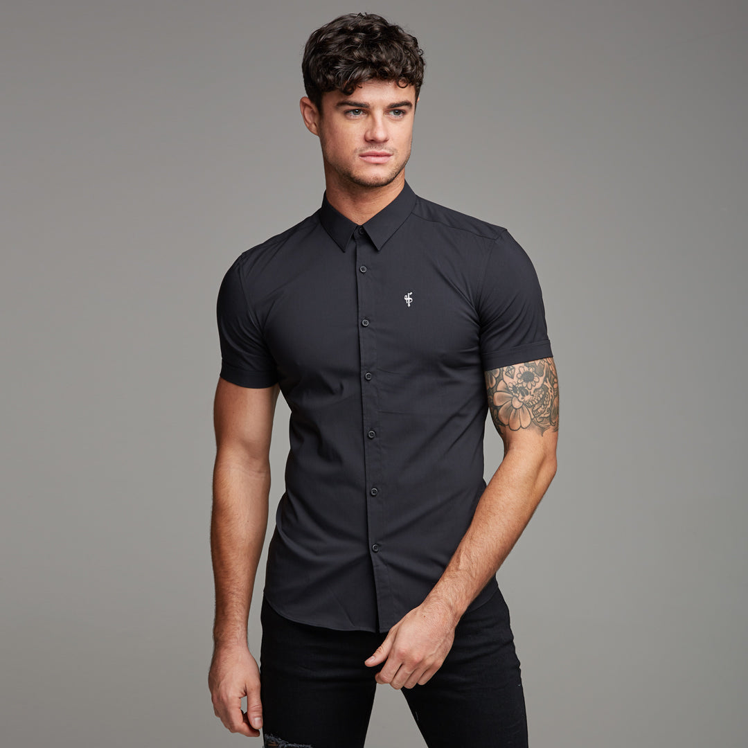 Super Slim Stretch Classic Black Short Sleeve - FS127