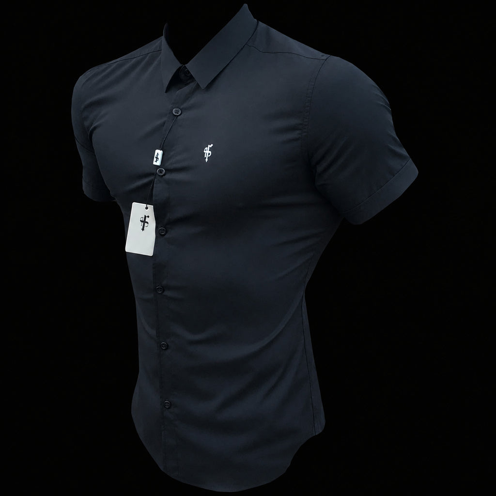 Super Slim Stretch Classic Black Short Sleeve - FS127