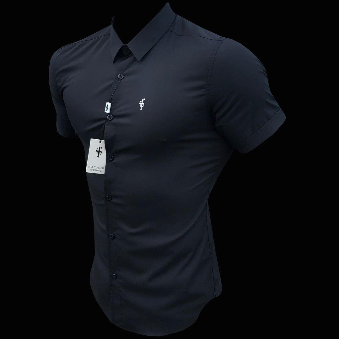 Super Slim Stretch Classic Black Short Sleeve - FS127