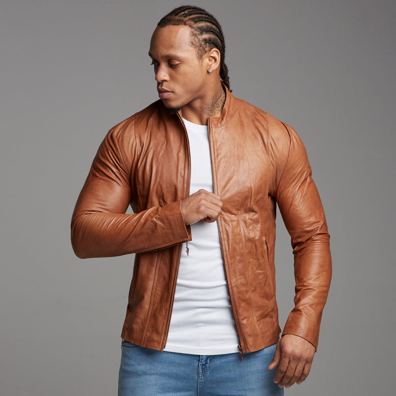 Father Sons Tan Lambs Leather Jacket - FSH205