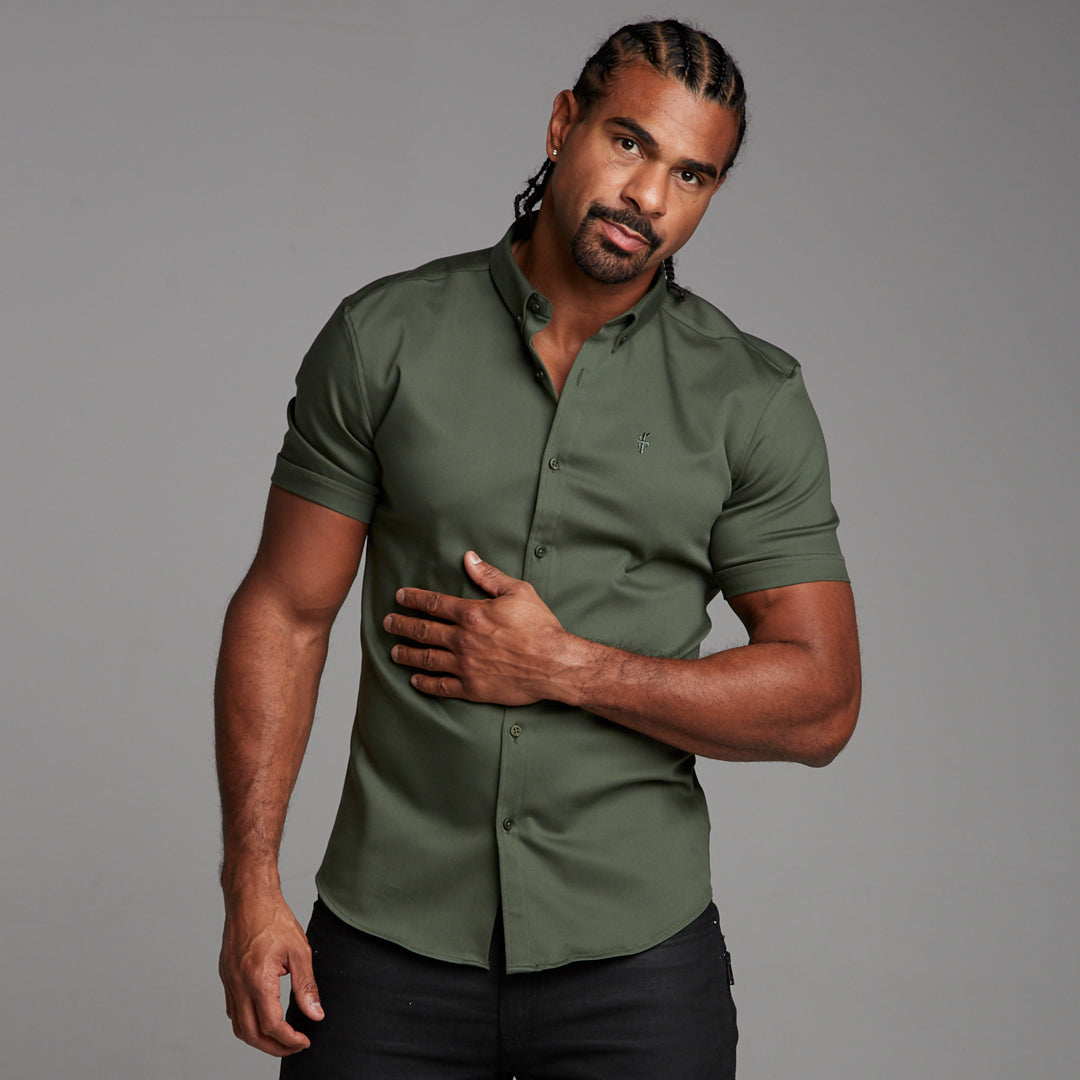 Super Slim Stretch Khaki Denim Short Sleeve - FS203
