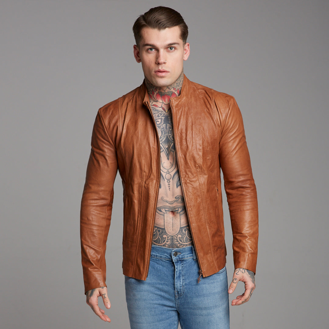 Tan Lambs Leather Jacket - FSH205