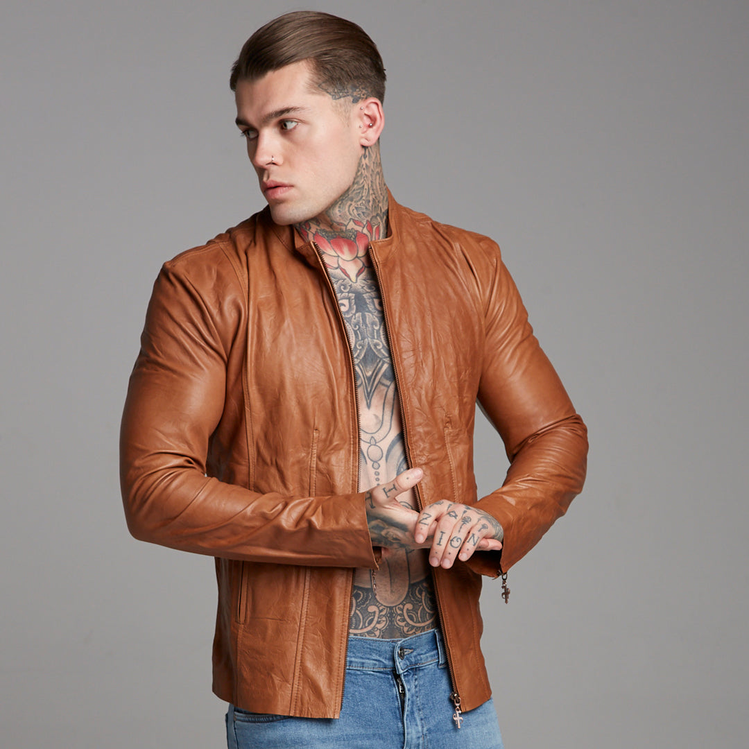 Tan Lambs Leather Jacket - FSH205