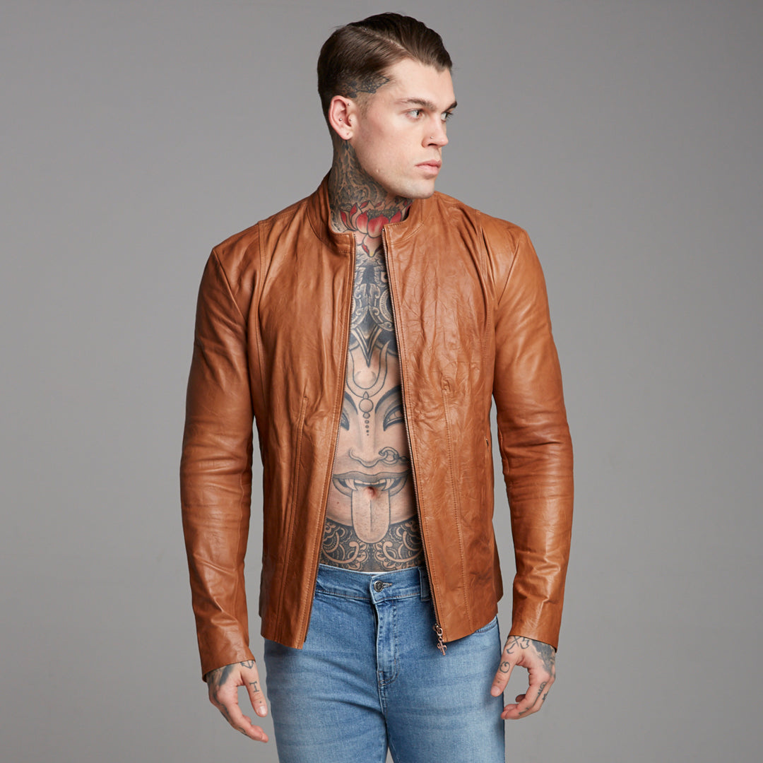 Tan Lambs Leather Jacket - FSH205