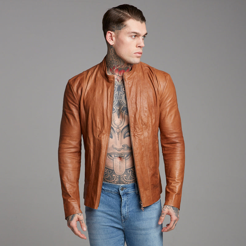 Father Sons Tan Lambs Leather Jacket - FSH205