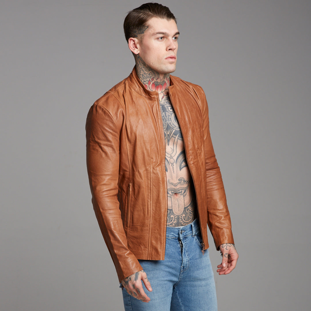 Tan Lambs Leather Jacket - FSH205