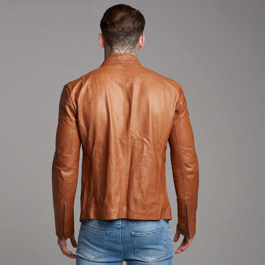 Tan Lambs Leather Jacket - FSH205
