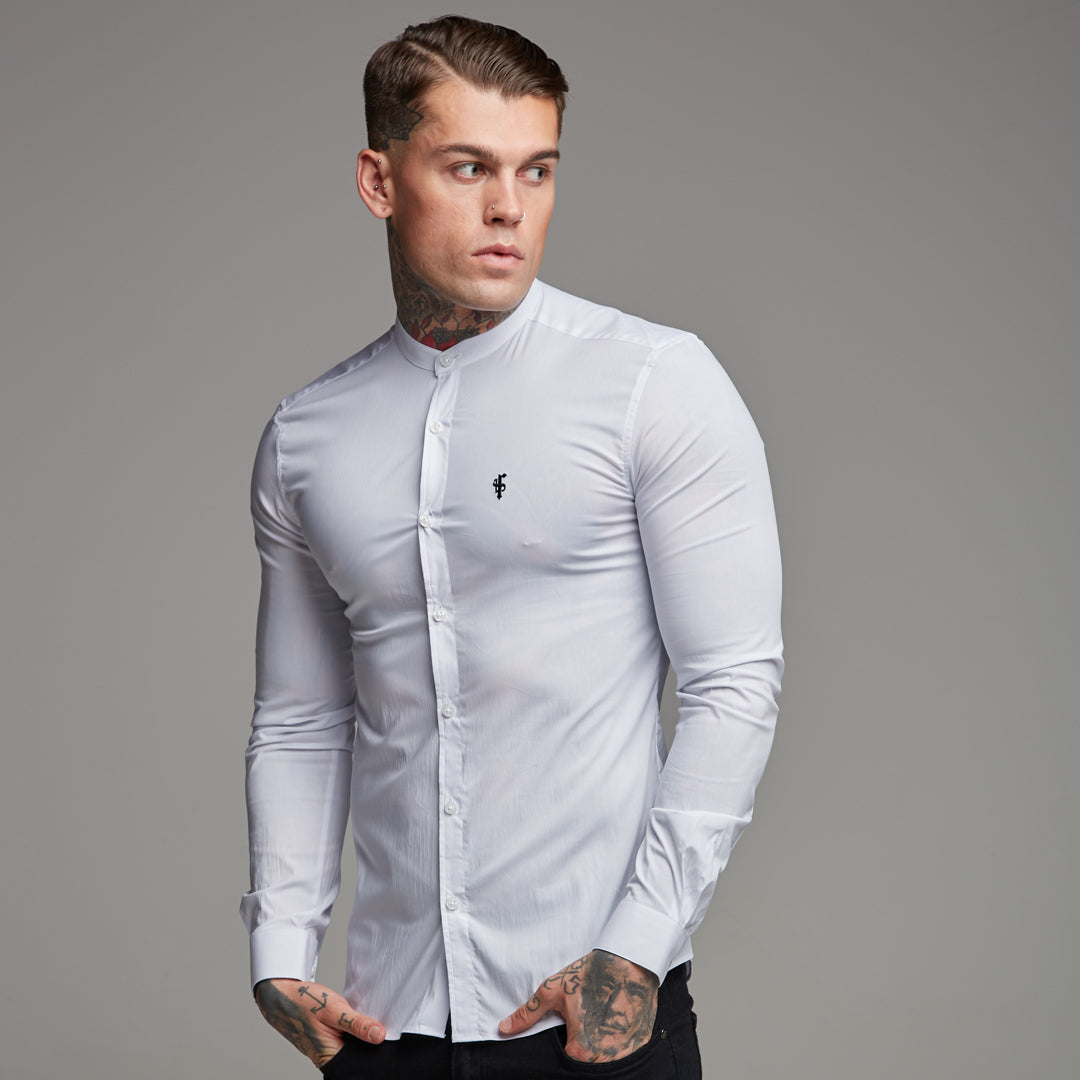 Super Slim Stretch Classic White Grandad Collar - FS170