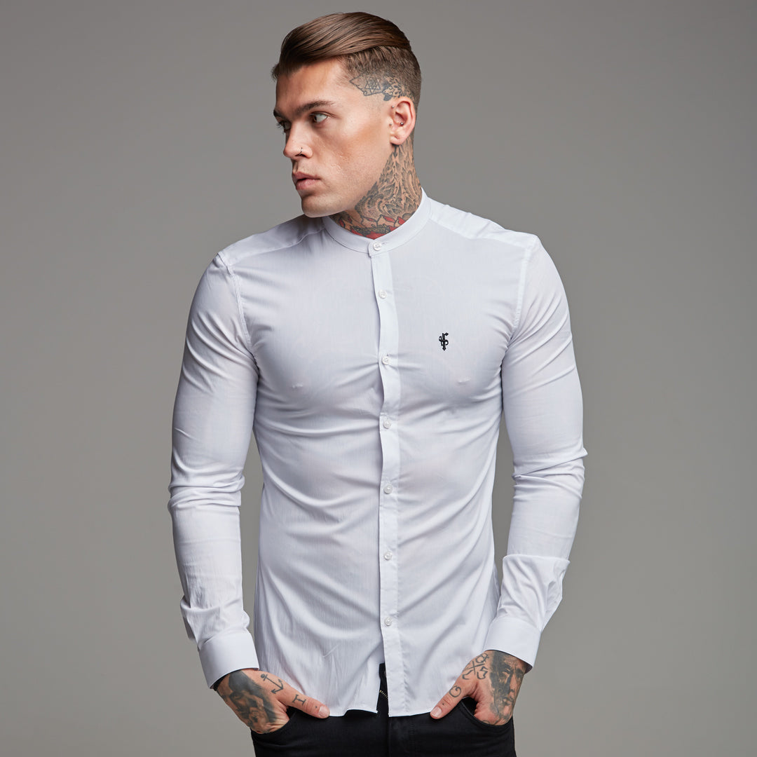 Super Slim Stretch Classic White Grandad Collar - FS170