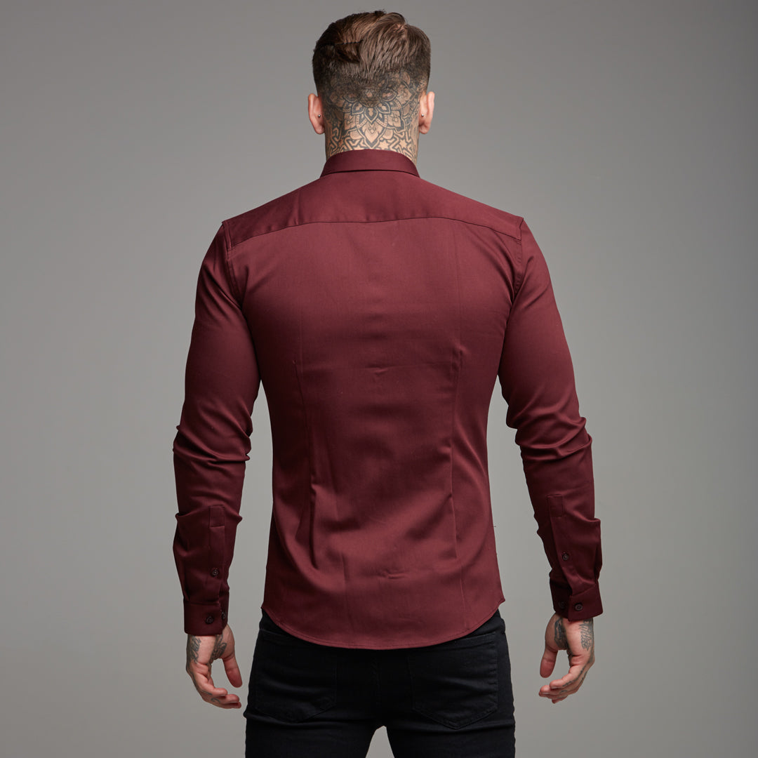 Super Slim Stretch Burgundy Denim Long Sleeve - FS212