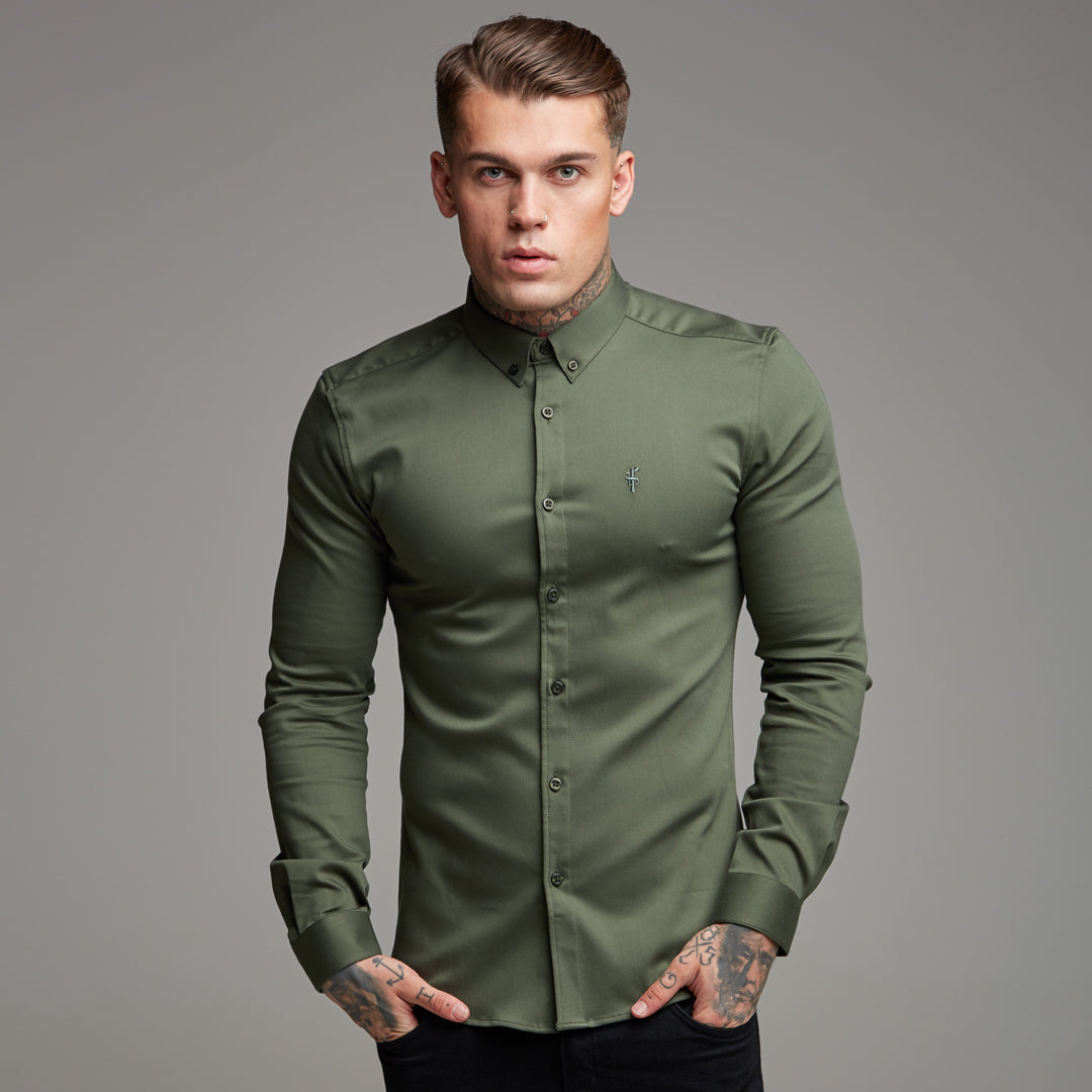 Super Slim Stretch Khaki Denim Long Sleeve - FS211