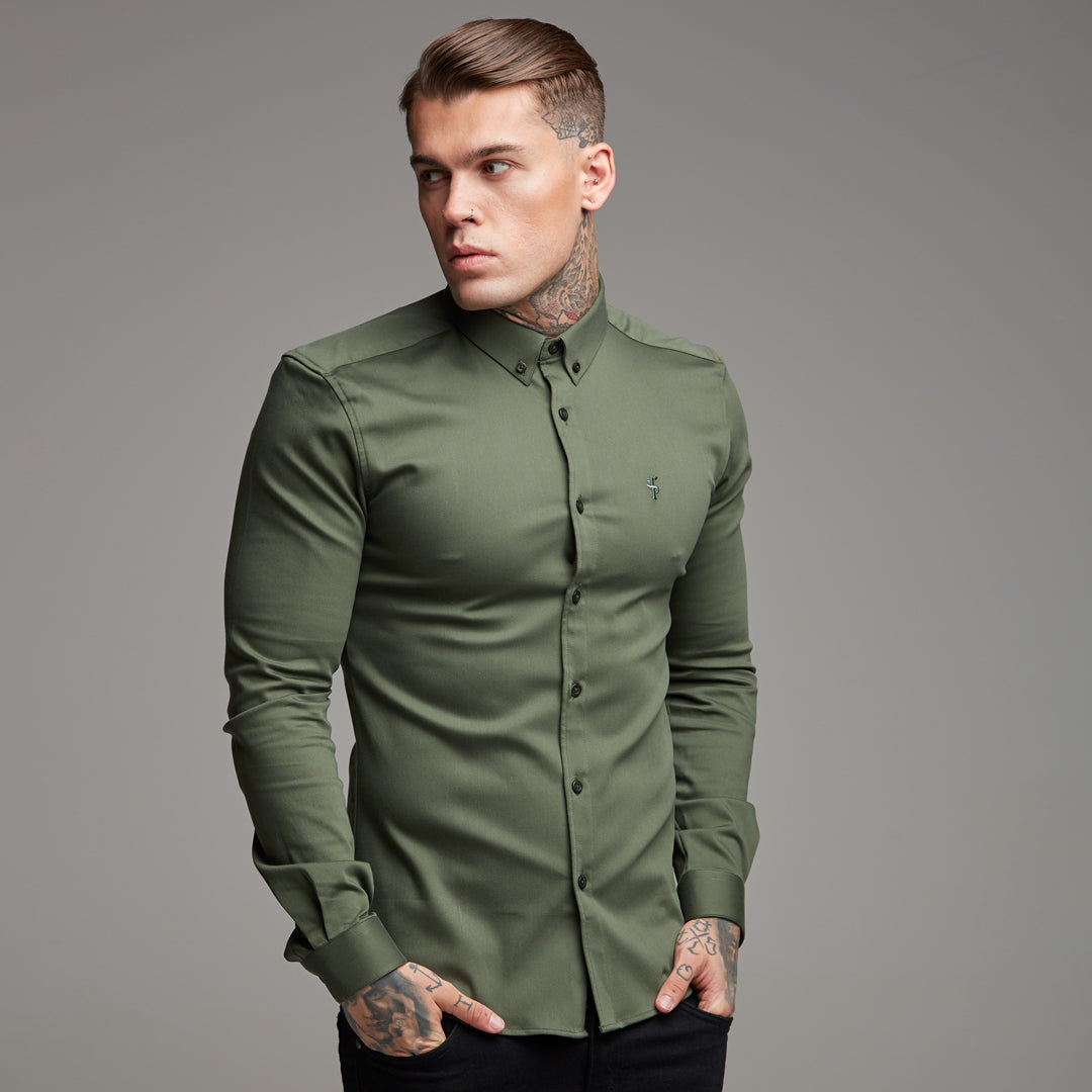 Super Slim Stretch Khaki Denim Long Sleeve - FS211