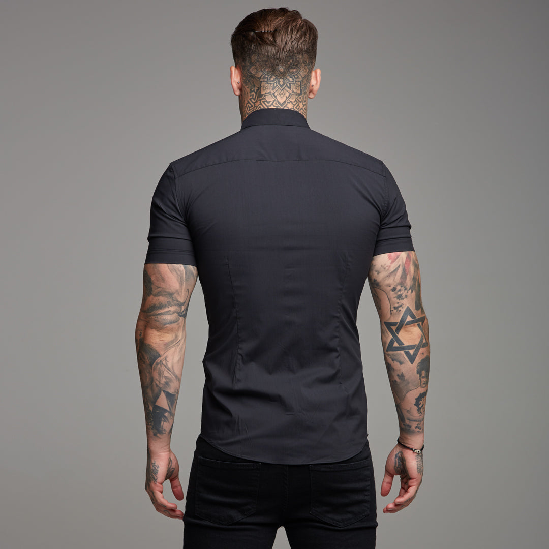 Super Slim Stretch Classic Black Short Sleeve - FS127