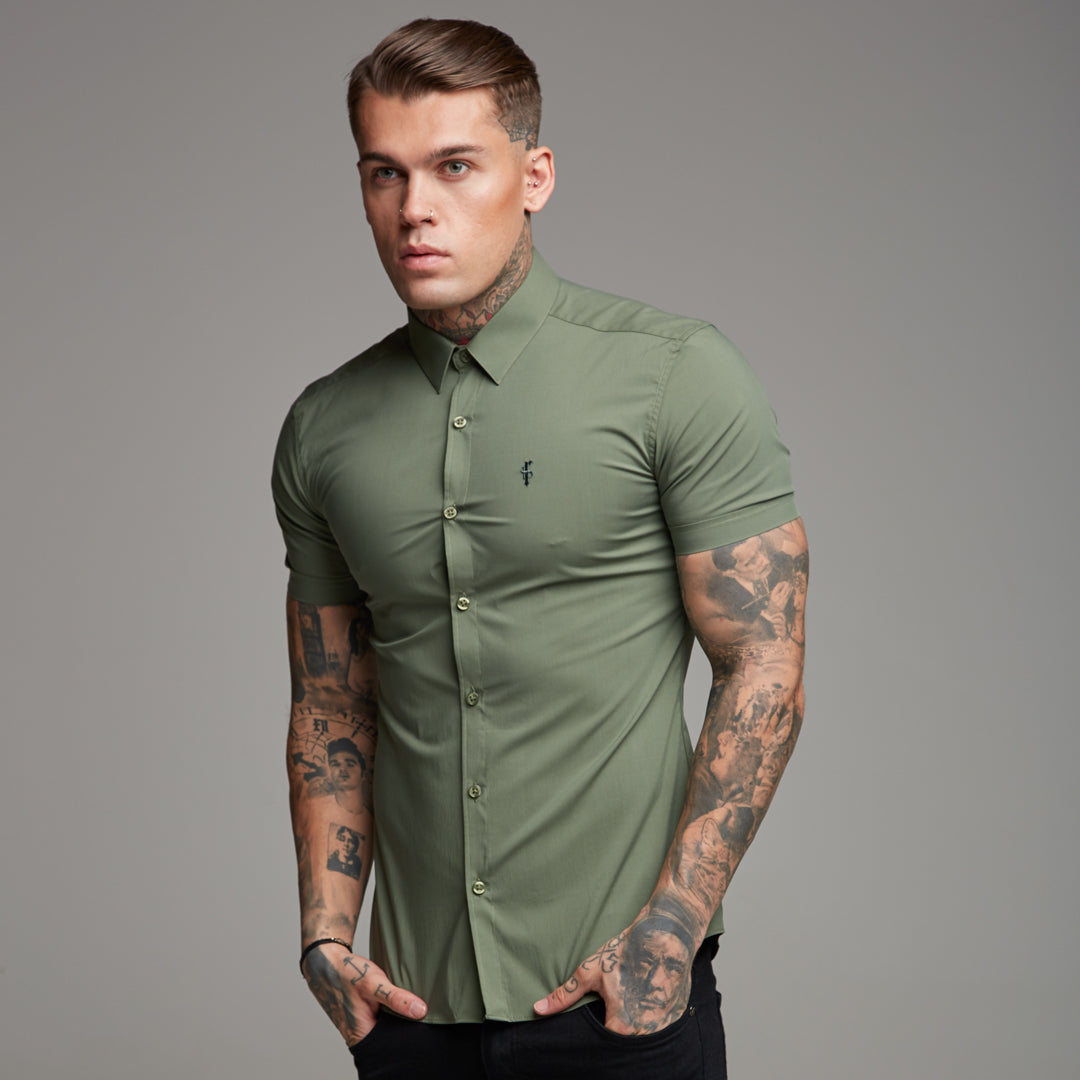 Super Slim Stretch Classic Khaki Short Sleeve - FS238