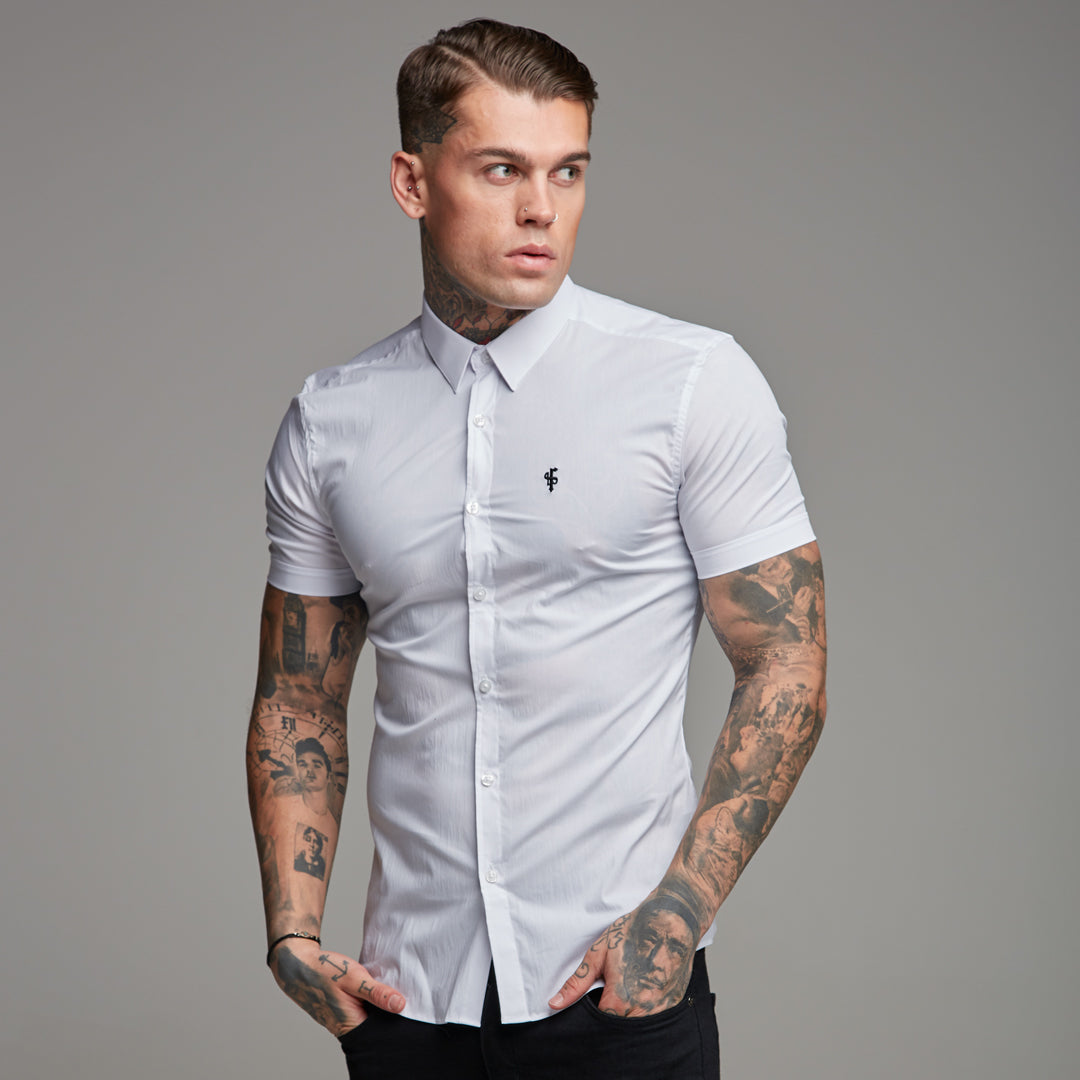 Super Slim Stretch Classic White Short Sleeve - FS126