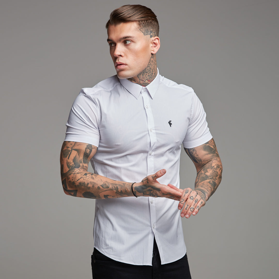 Super Slim Stretch Classic White Short Sleeve - FS126