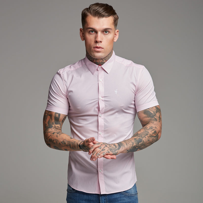 Father Sons Super Slim Stretch Classic Pink Short Sleeve - FS184