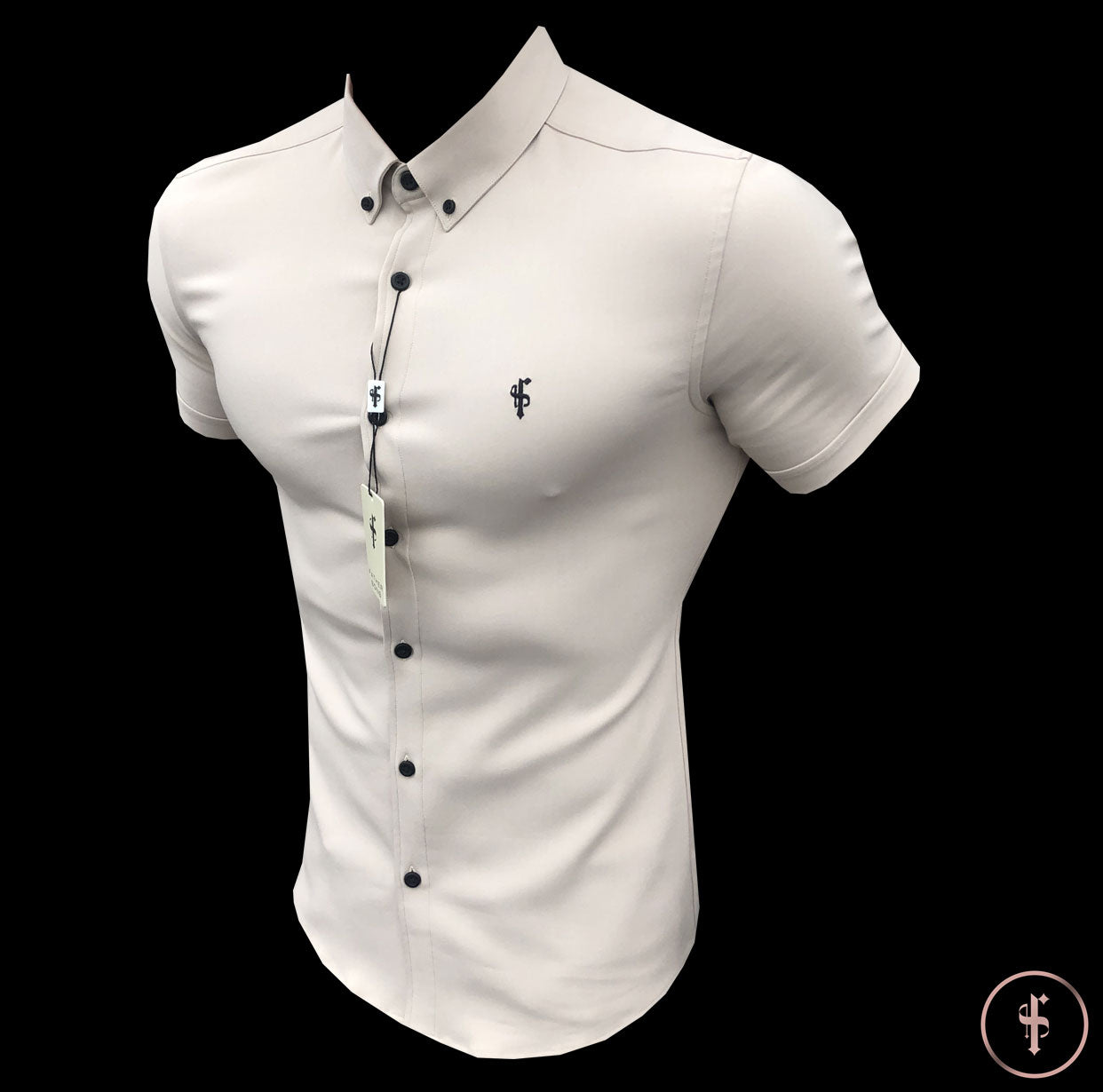 Super Slim Scuba Taupe Short Sleeve Stretch - FS487