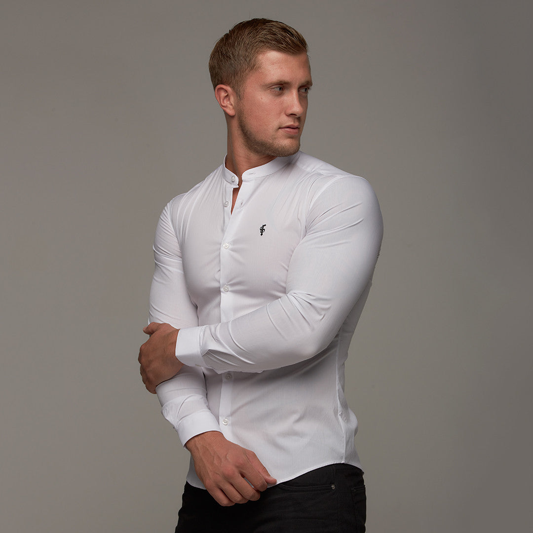 Super Slim Stretch Classic White Grandad Collar - FS170