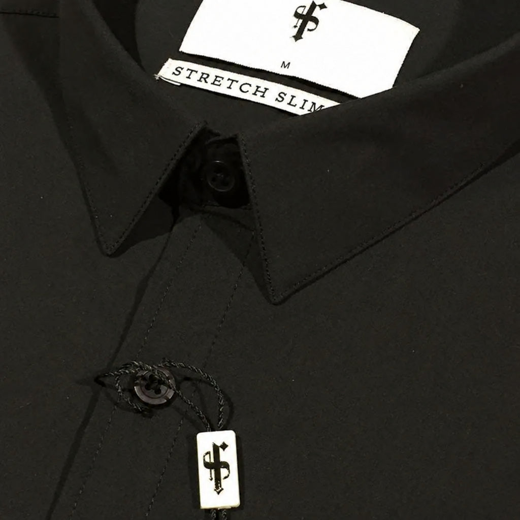 Super Slim Stretch Classic Black Short Sleeve - FS127