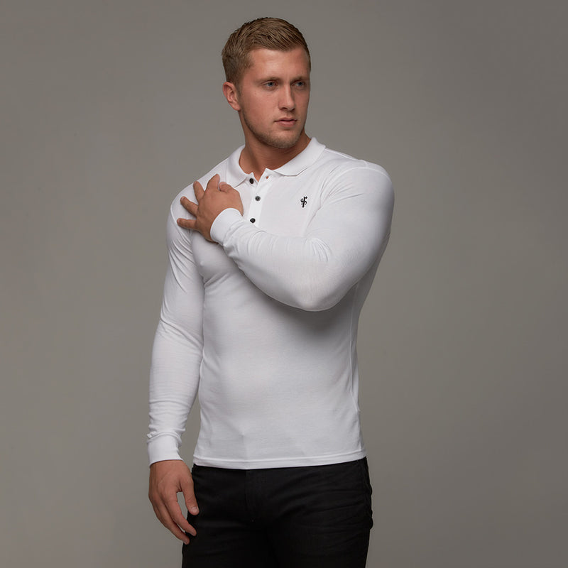 Father Sons Classic White Polo Long Sleeve Shirt - FSH039