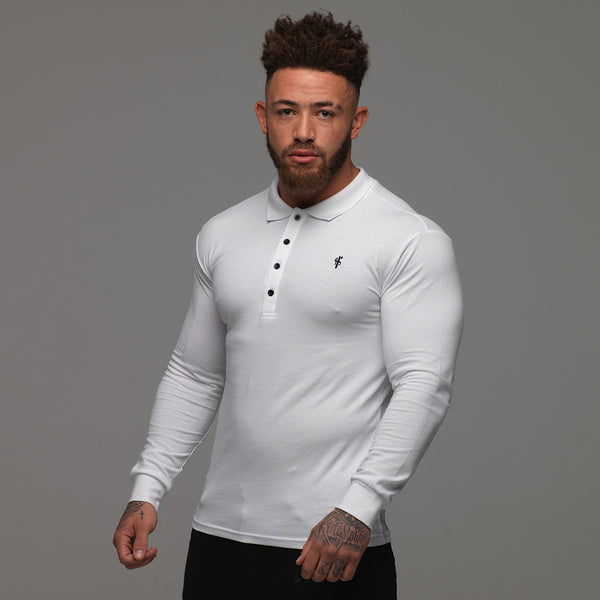 Father Sons Classic White Polo Long Sleeve Shirt - FSH039 (PRE ORDER 10TH OCTOBER)