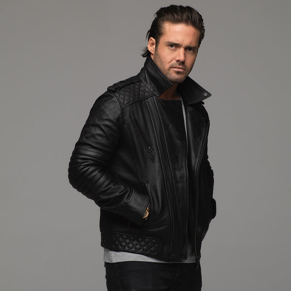 Father Sons Black Leather Jacket - FSH104