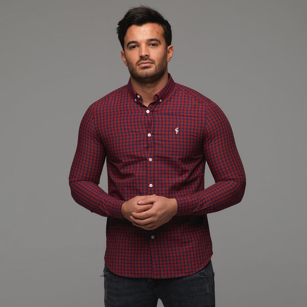 Father Sons Classic Red & Navy Check Long Sleeve - FS262 (LAST CHANCE)