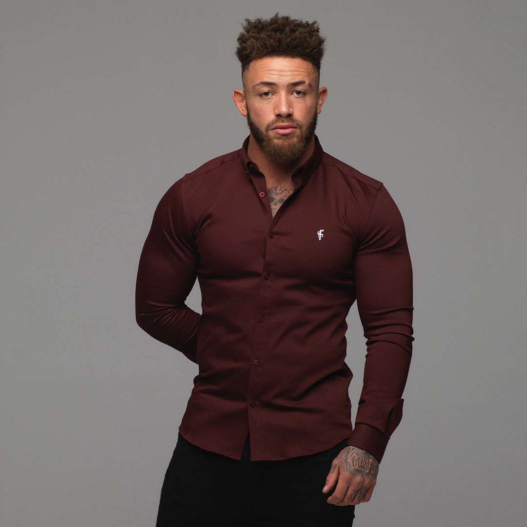 Super Slim Stretch Burgundy Denim Long Sleeve - FS212