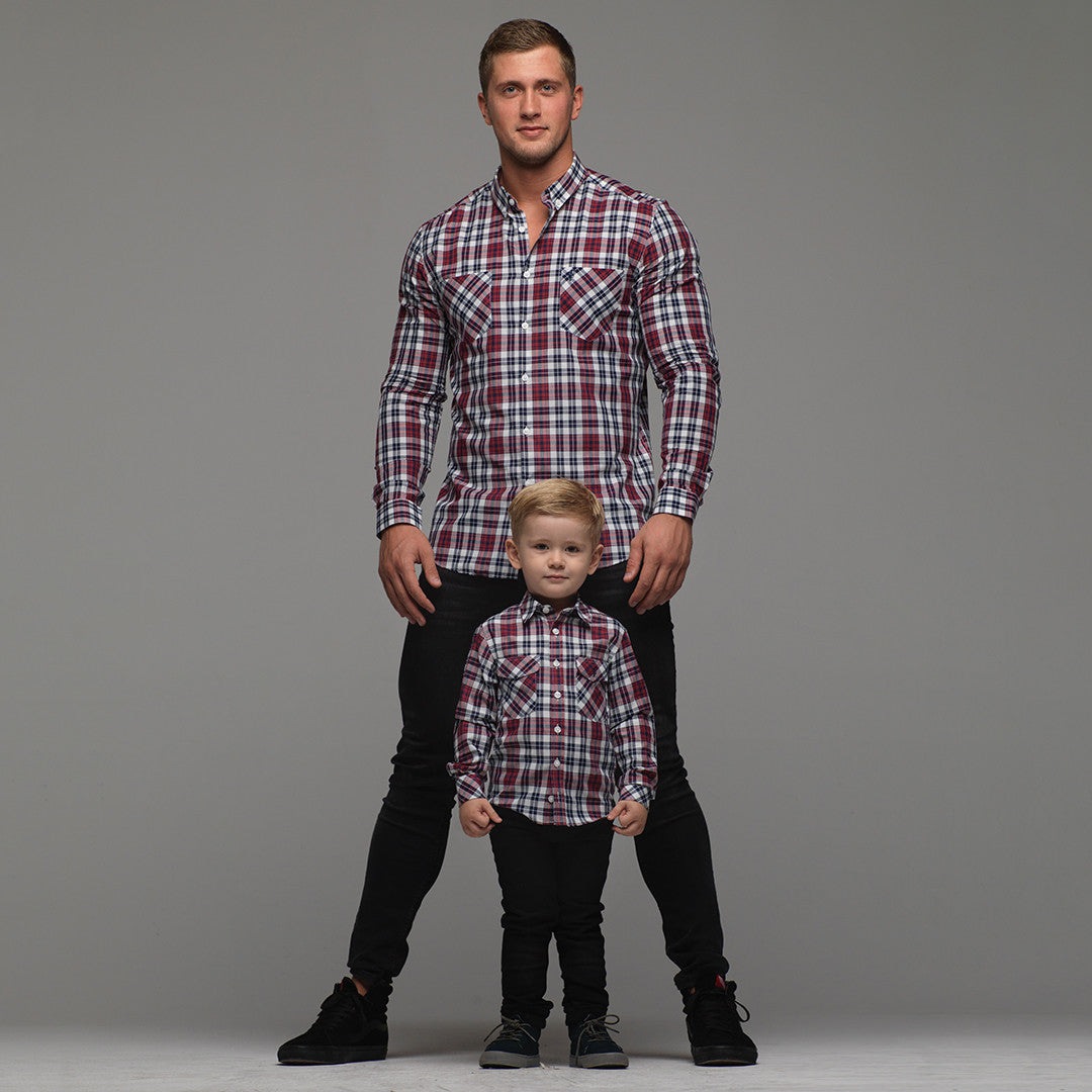 Boys Navy & Red Check - FSB016 (LAST CHANCE)