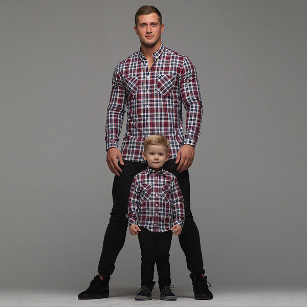 Father Sons Boys Navy & Red Check - FSB016 (LAST CHANCE)