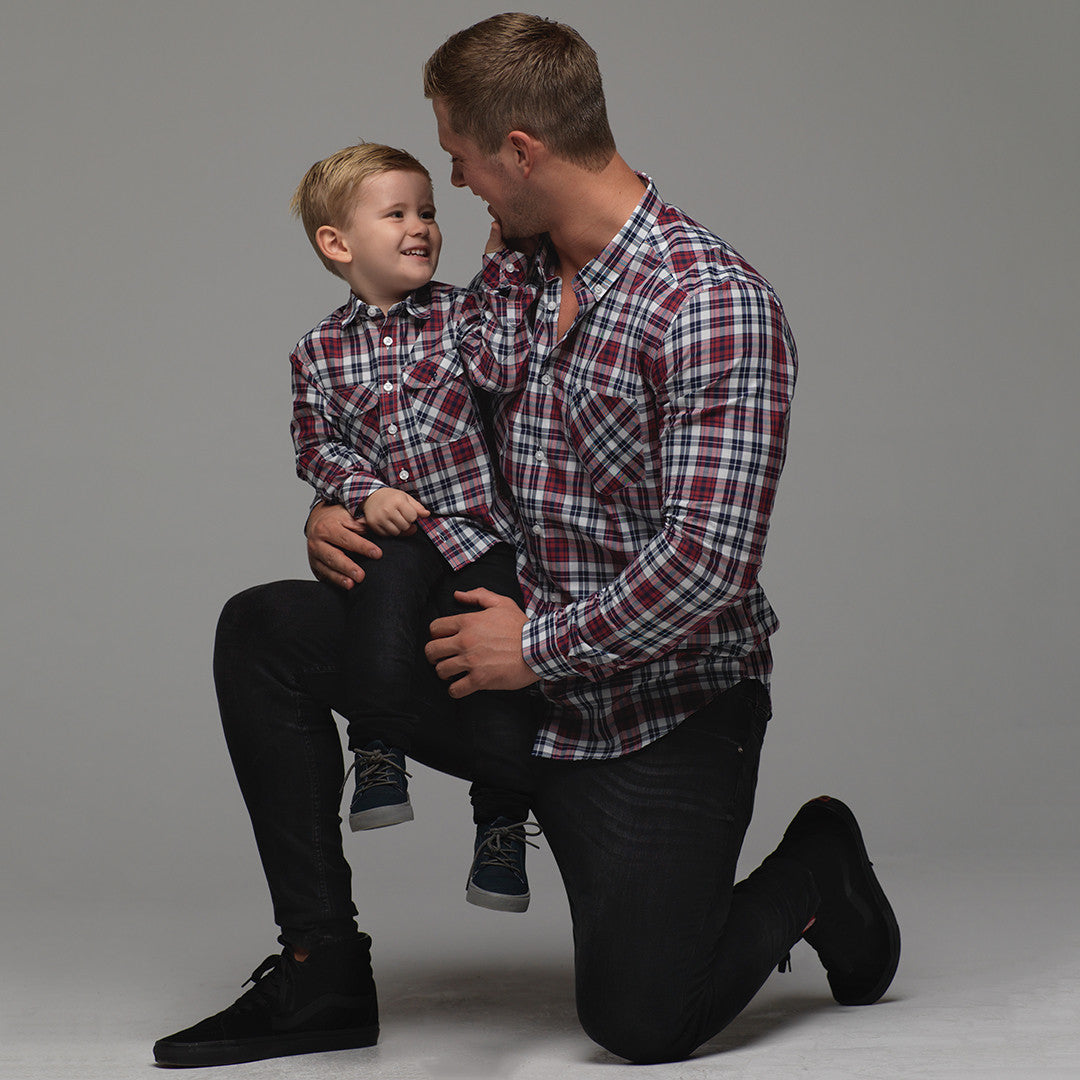 Boys Navy & Red Check - FSB016 (LAST CHANCE)