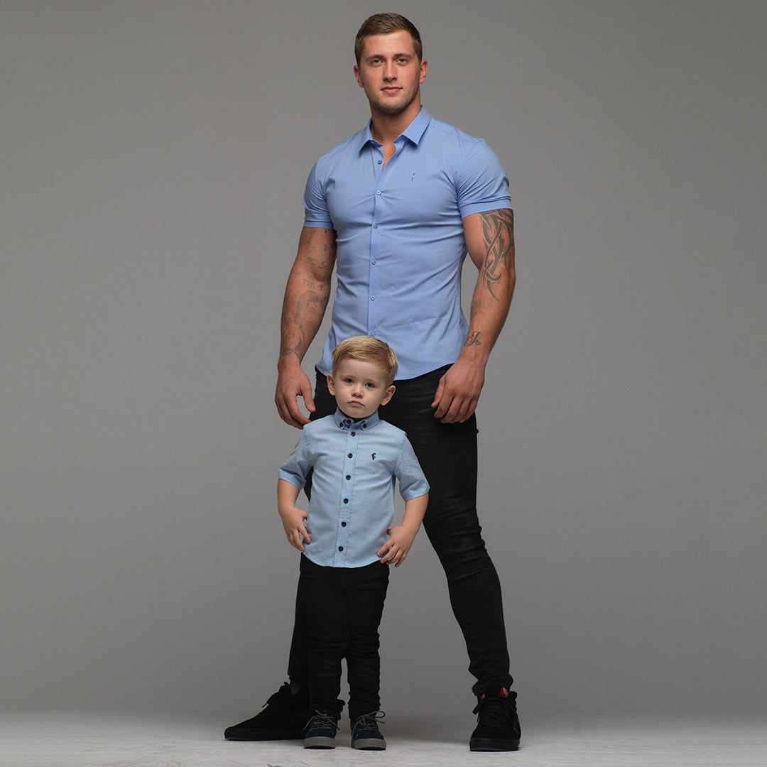 Boys Blue Oxford Contrast - FSB003 (LAST CHANCE)