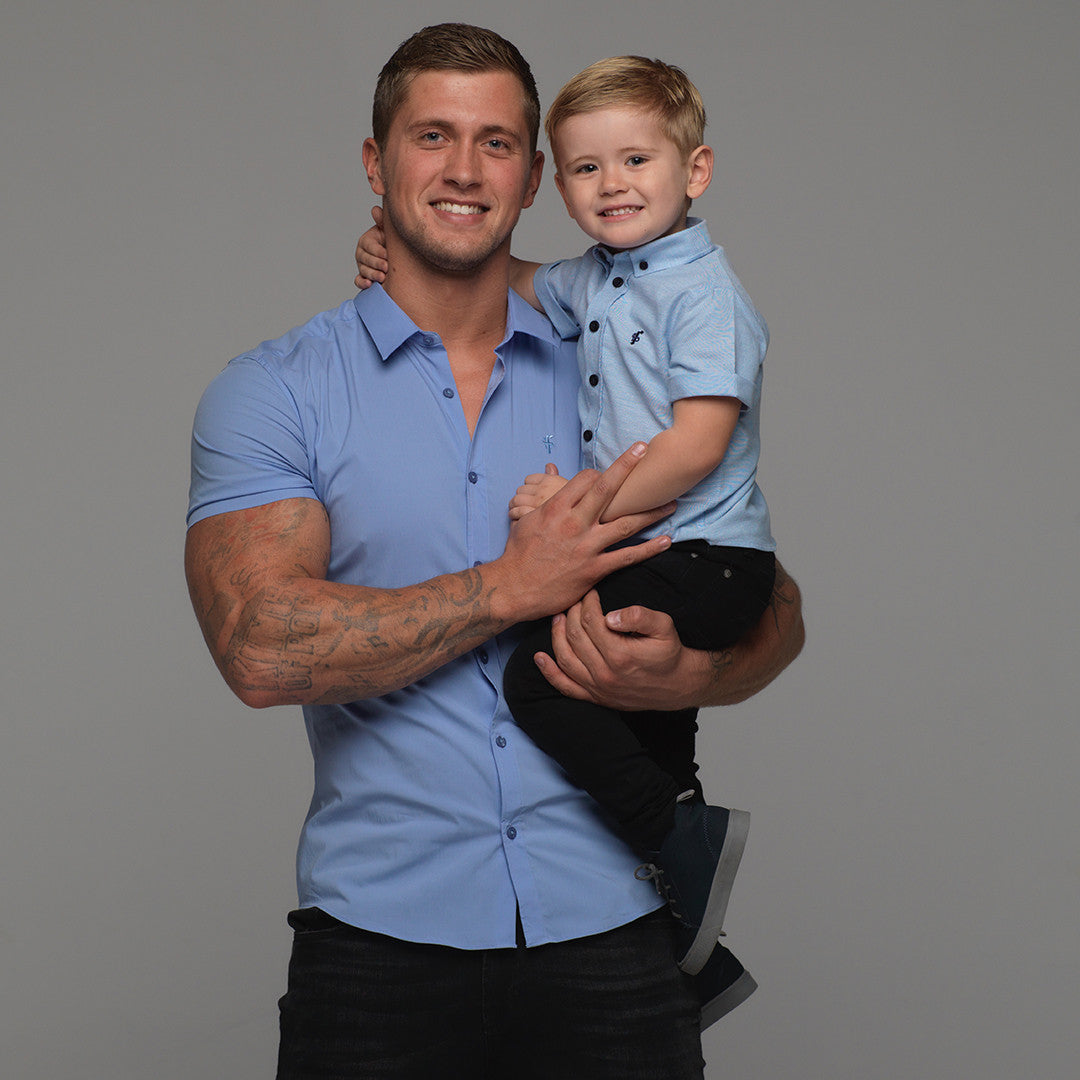 Boys Blue Oxford Contrast - FSB003 (LAST CHANCE)