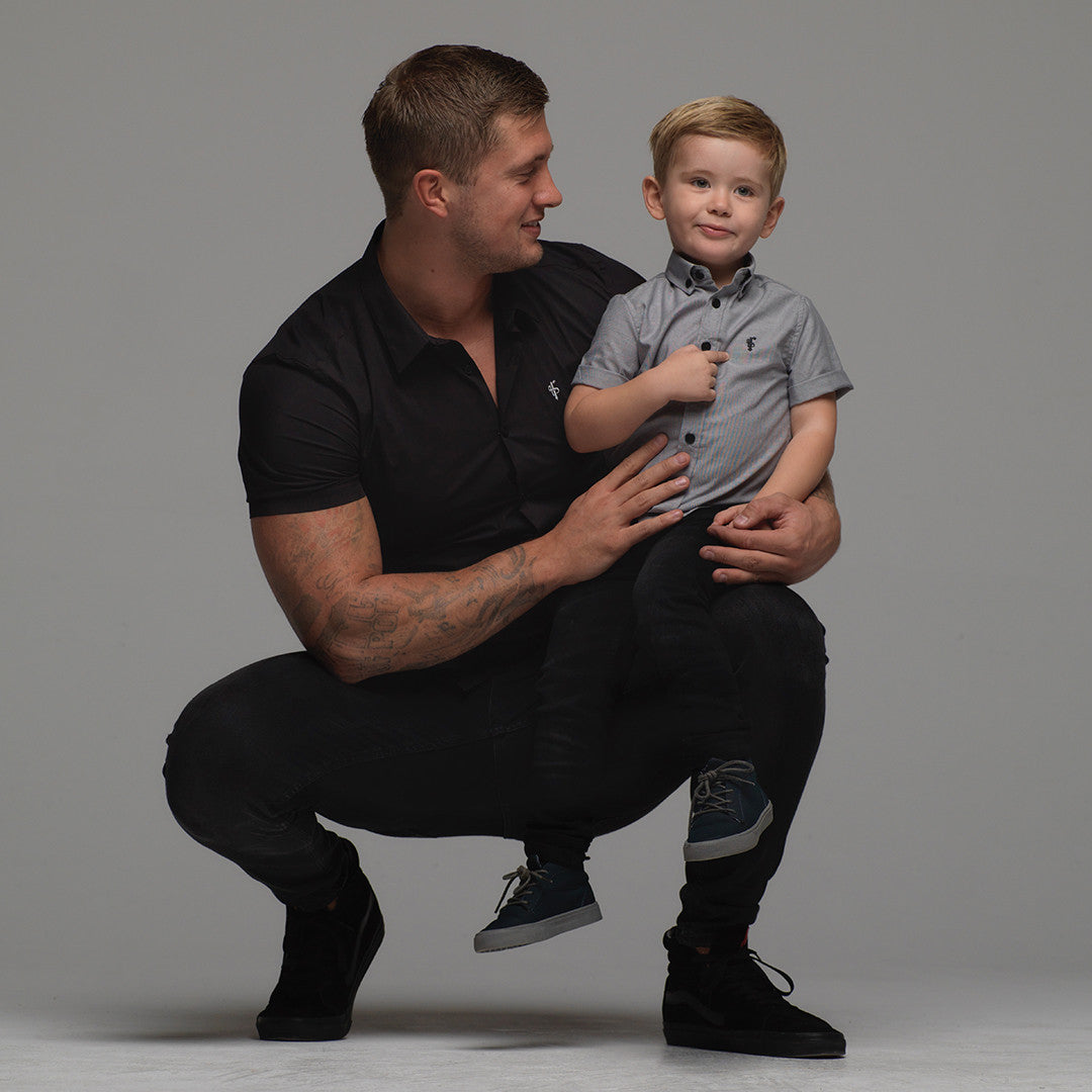 Boys Grey Oxford Contrast - FSB004 (LAST CHANCE)