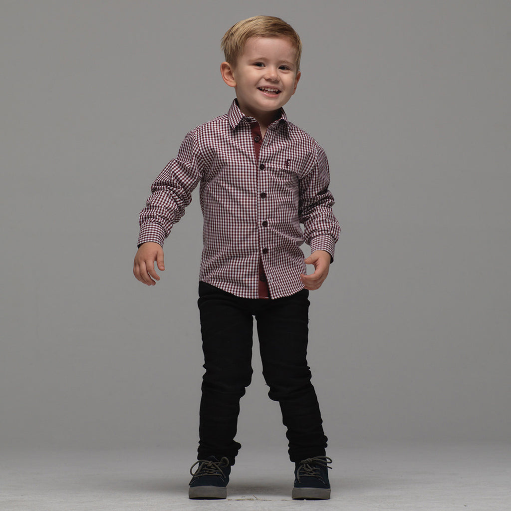 boys burgundy dress shirt