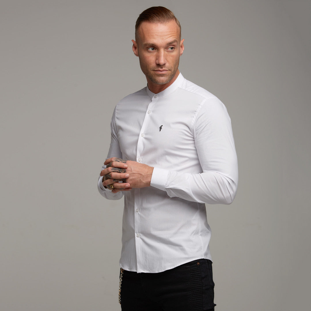 Super Slim Stretch Classic White Grandad Collar - FS170
