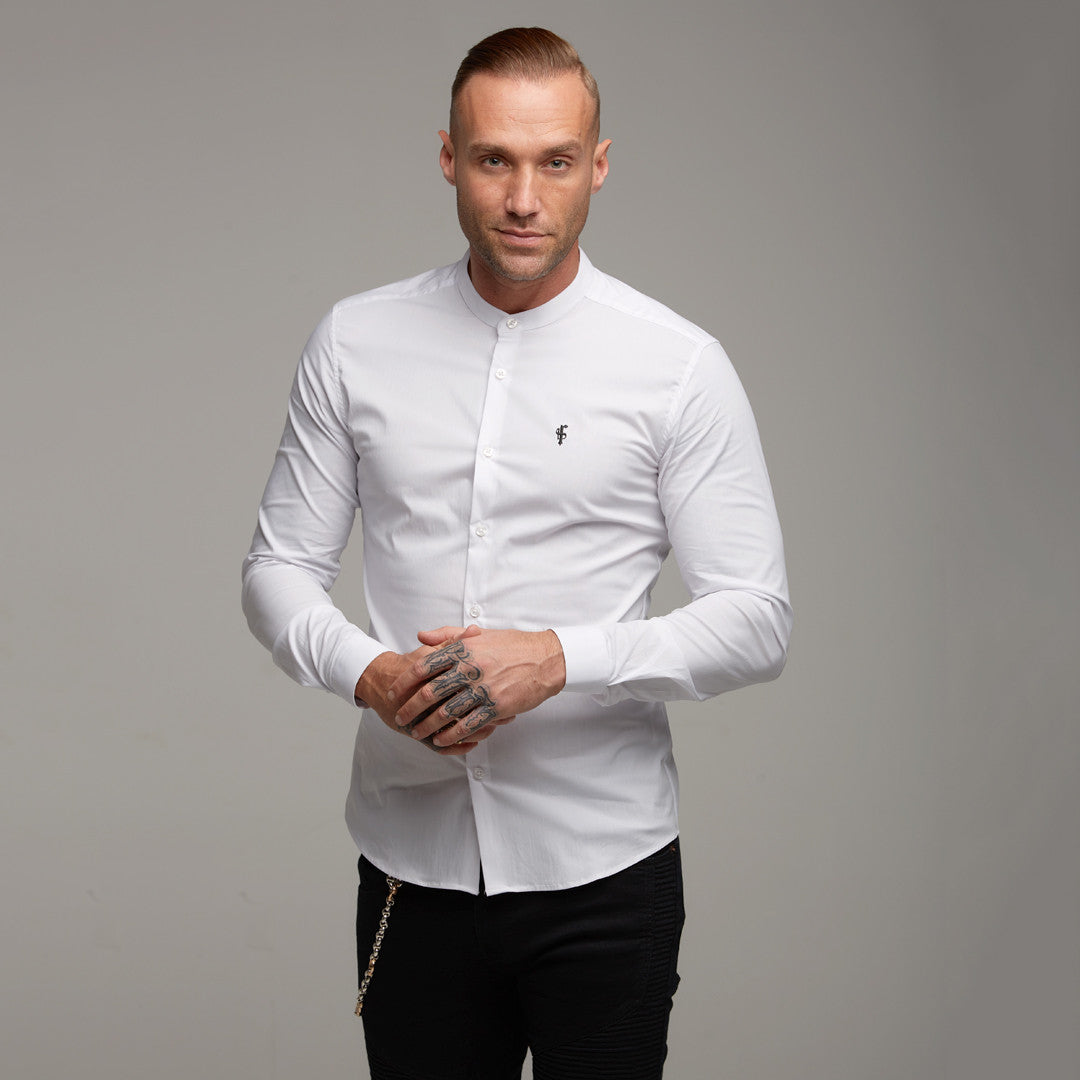 Super Slim Stretch Classic White Grandad Collar - FS170
