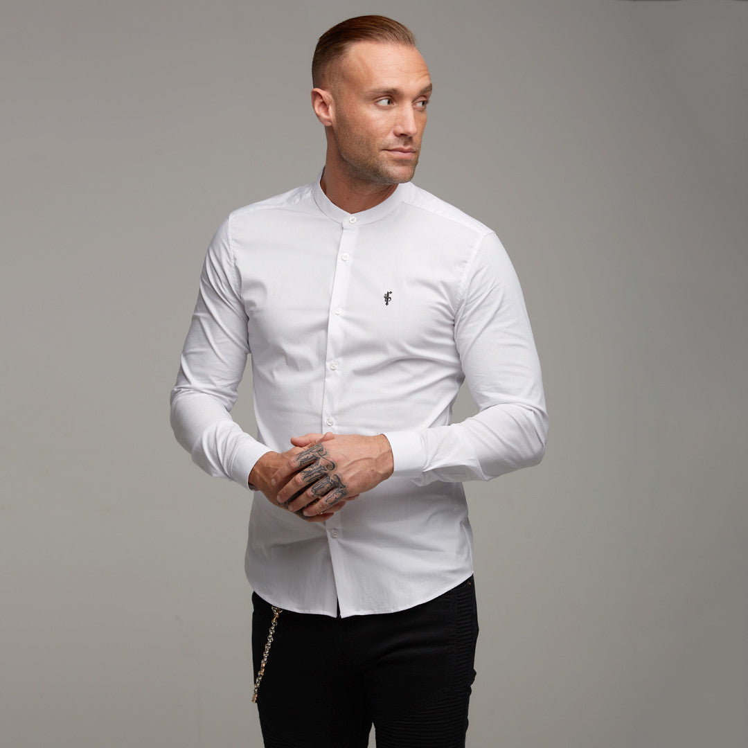 Super Slim Stretch Classic White Grandad Collar - FS170