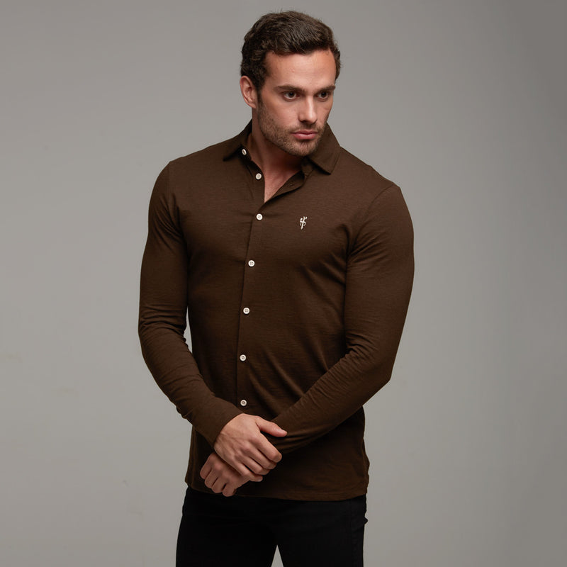 Father Sons Super Slim Chocolate Brown Jersey Long Sleeve - FSH06 (LAST CHANCE)