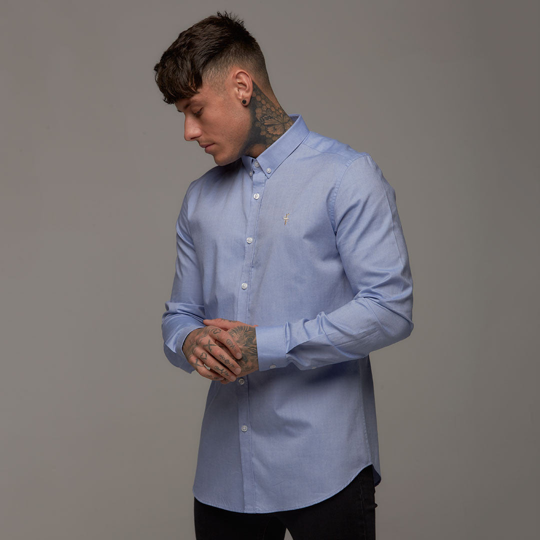 Classic Blue Oxford Long Sleeve (Gold Emblem) - FS254