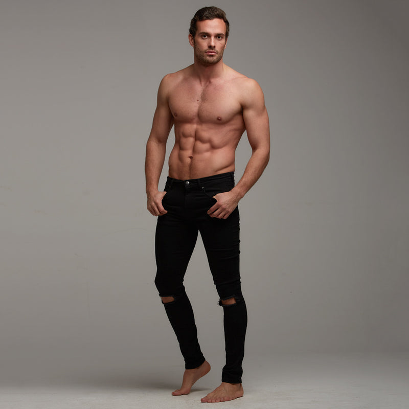 Black Ripped Jeans - Ultra Slim Stretch Fit – Don Milyon