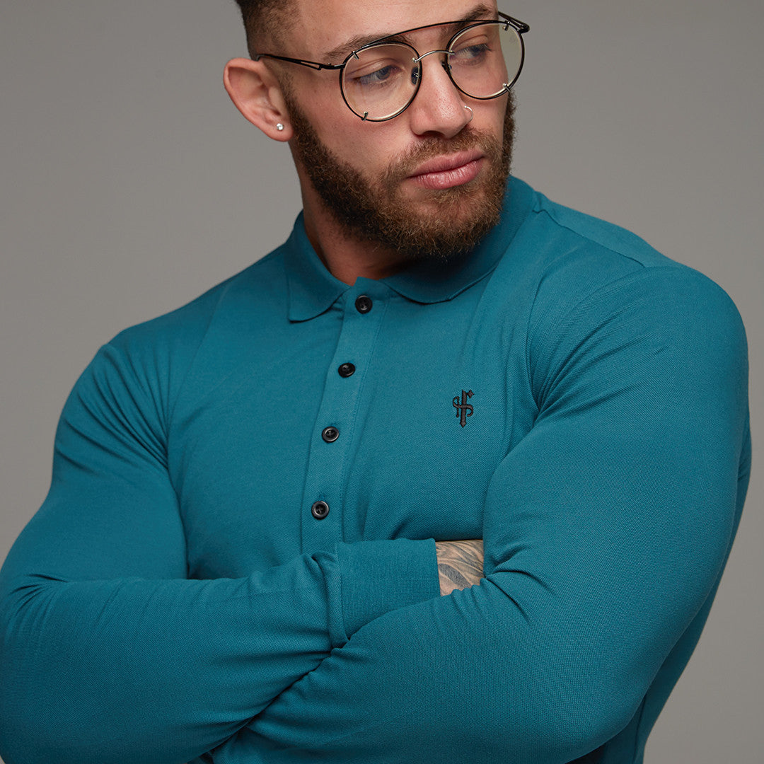 Classic Teal Polo Long Sleeve Shirt - FSH105