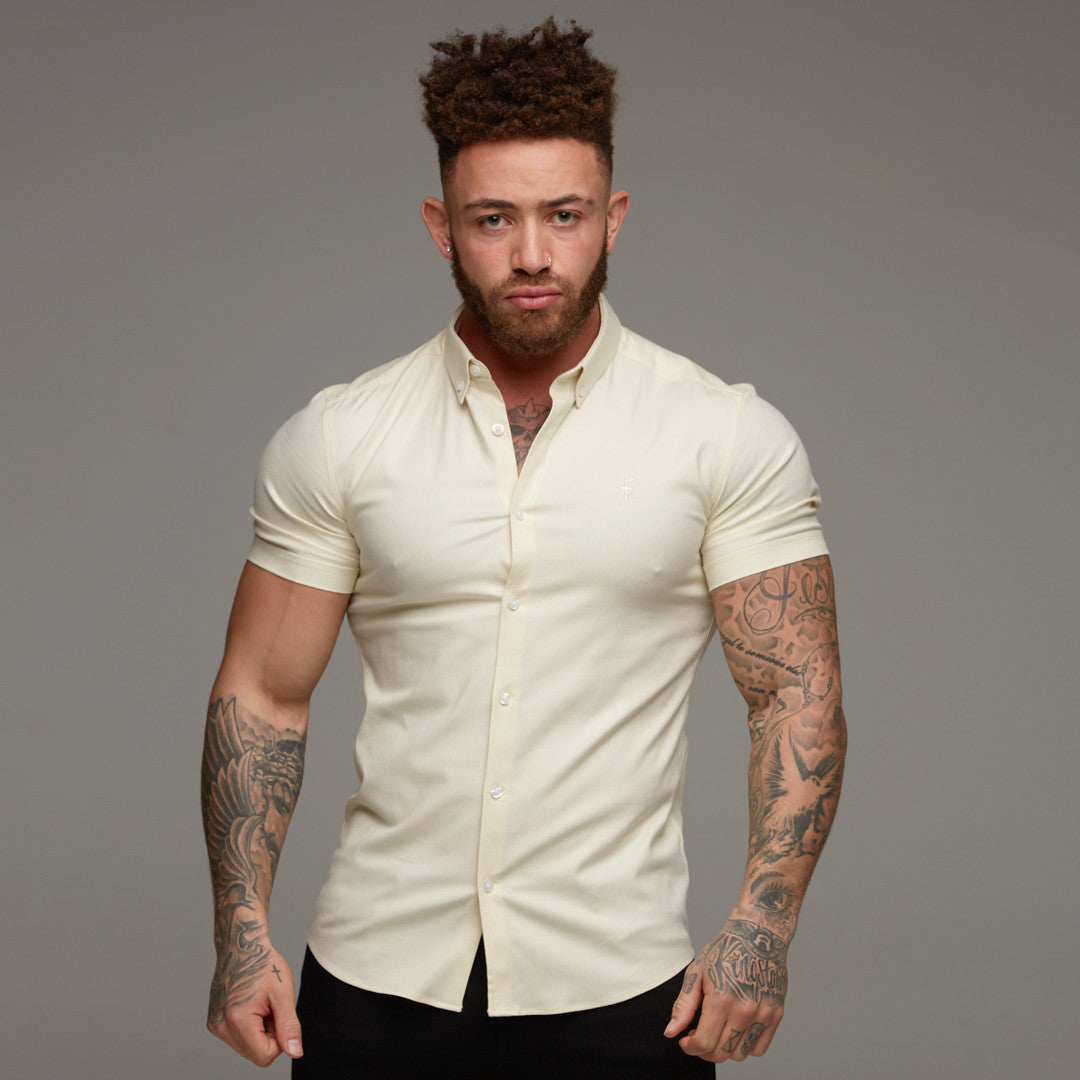 Super Slim Stretch Classic Oxford Lemon Short Sleeve - FS315