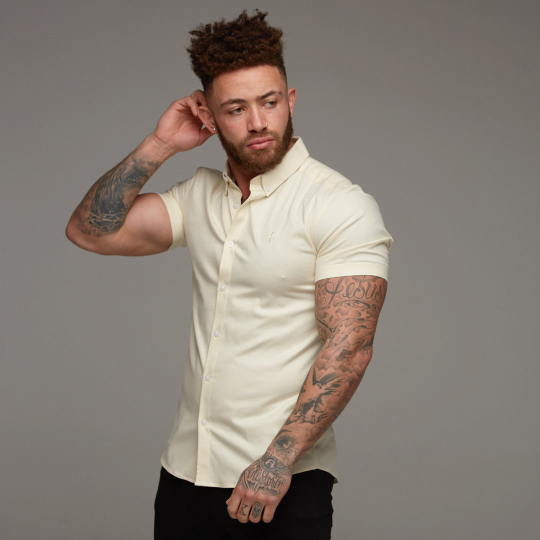 Super Slim Stretch Classic Oxford Lemon Short Sleeve - FS315