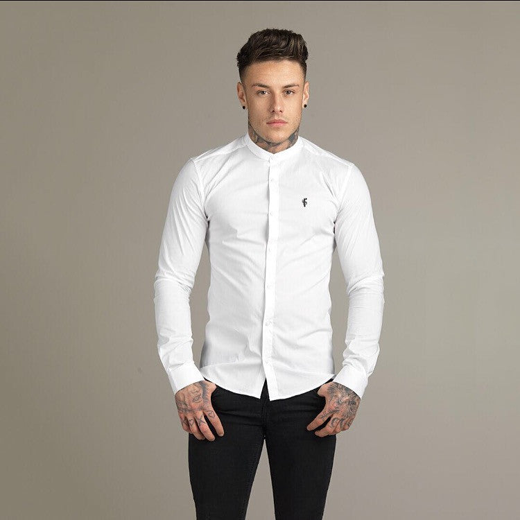 Super Slim Stretch Classic White Grandad Collar - FS170