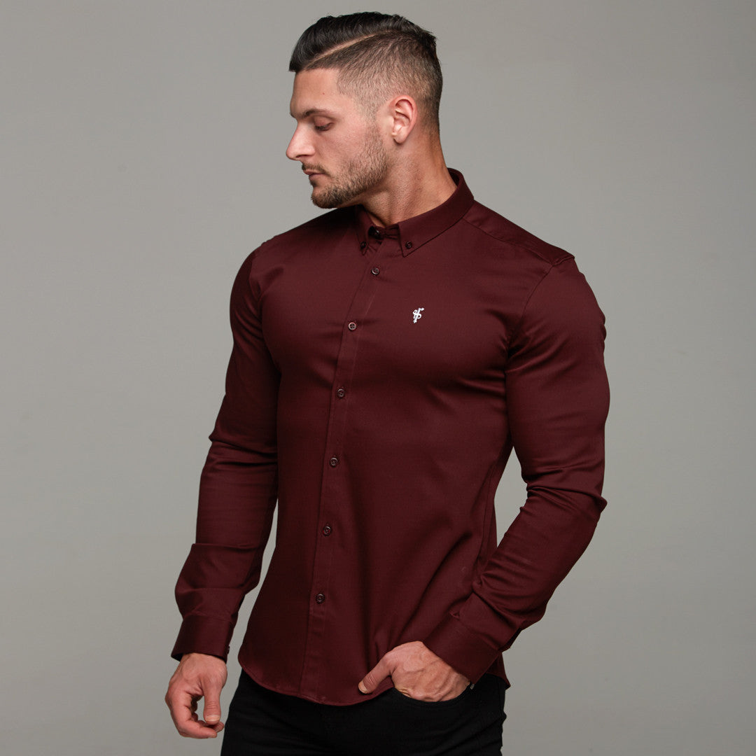 Super Slim Stretch Burgundy Denim Long Sleeve - FS212