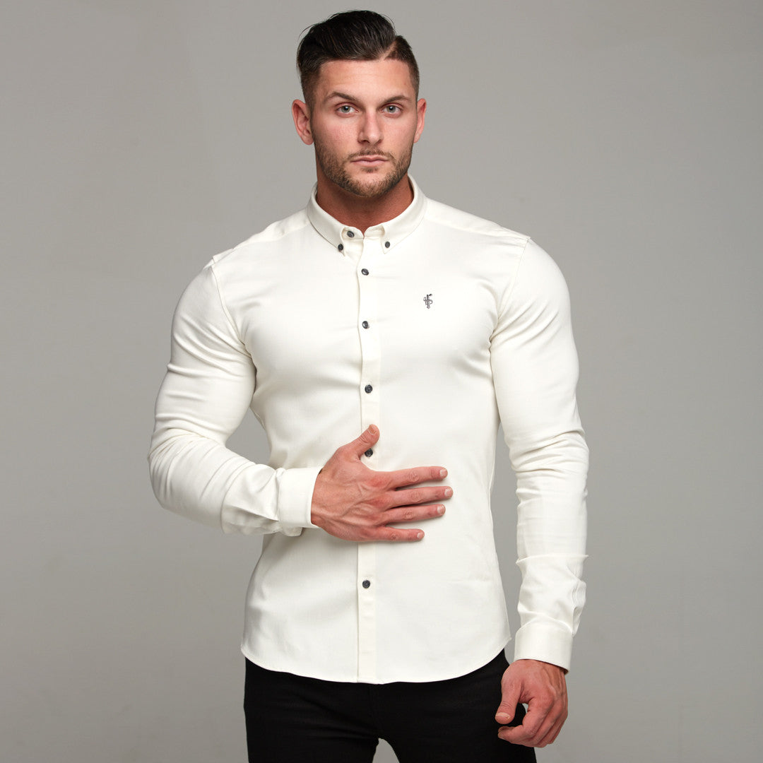 Super Slim Stretch Cream Denim Long Sleeve - FS210