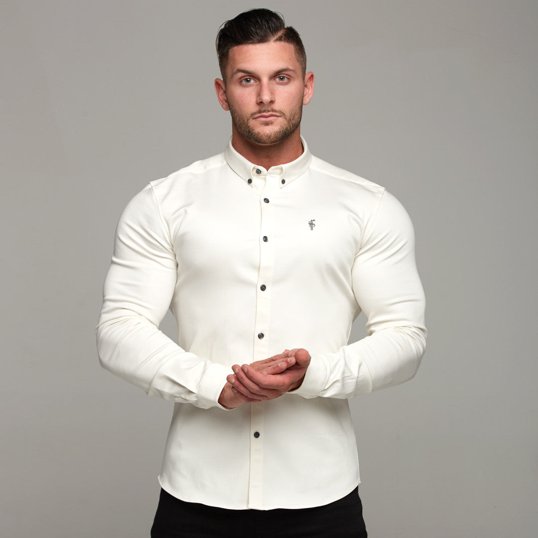 Super Slim Stretch Cream Denim Long Sleeve - FS210